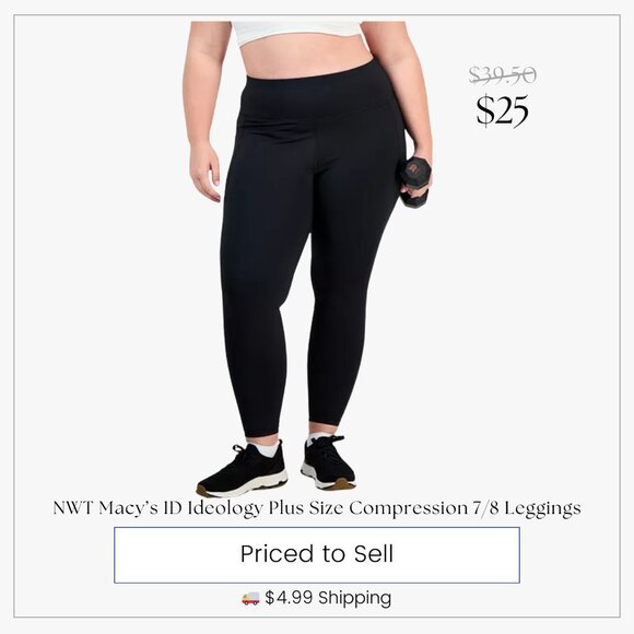 NWT ID Ideology Plus Size Compression 7/8 Leggings - Picture 1 of 12